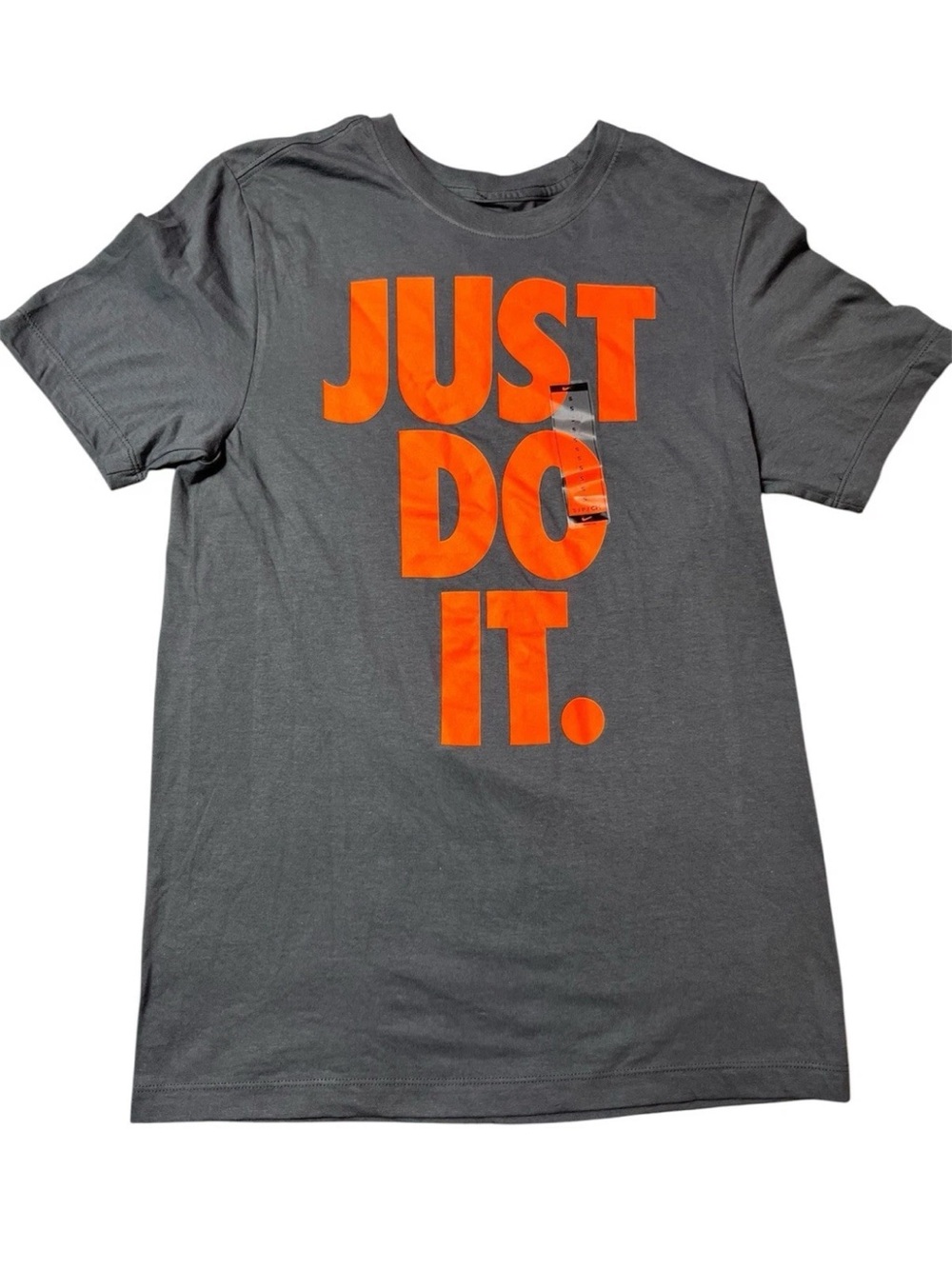 Nike Men’s The Nike Tee Gray Orange Short Sleeve Shirt Just Do It Small